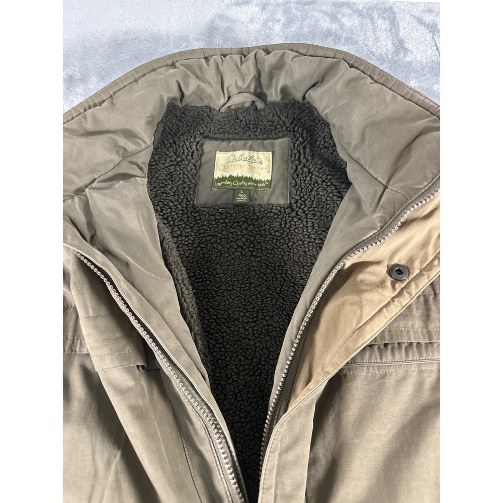 Cabelas Outfitter Series Mens Large Brown Sherpa Lined Field Jacket Work Coat - Picture 5 of 9